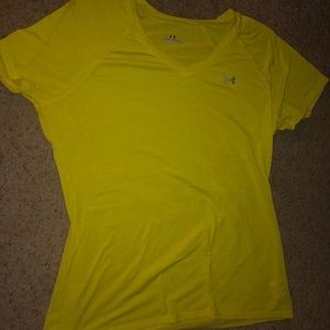 Neon yellow under armor shirt